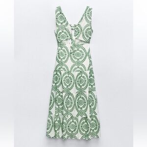 Zara perforated knotted embroidered dress